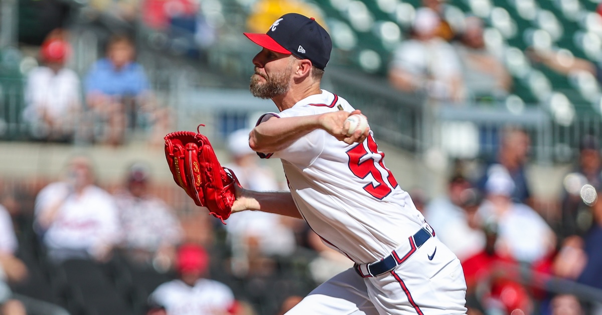 Atlanta Braves pitcher Chris Sale (51) pitches the ball against the Pittsburgh Pirates during the third inning at Truist Park. 