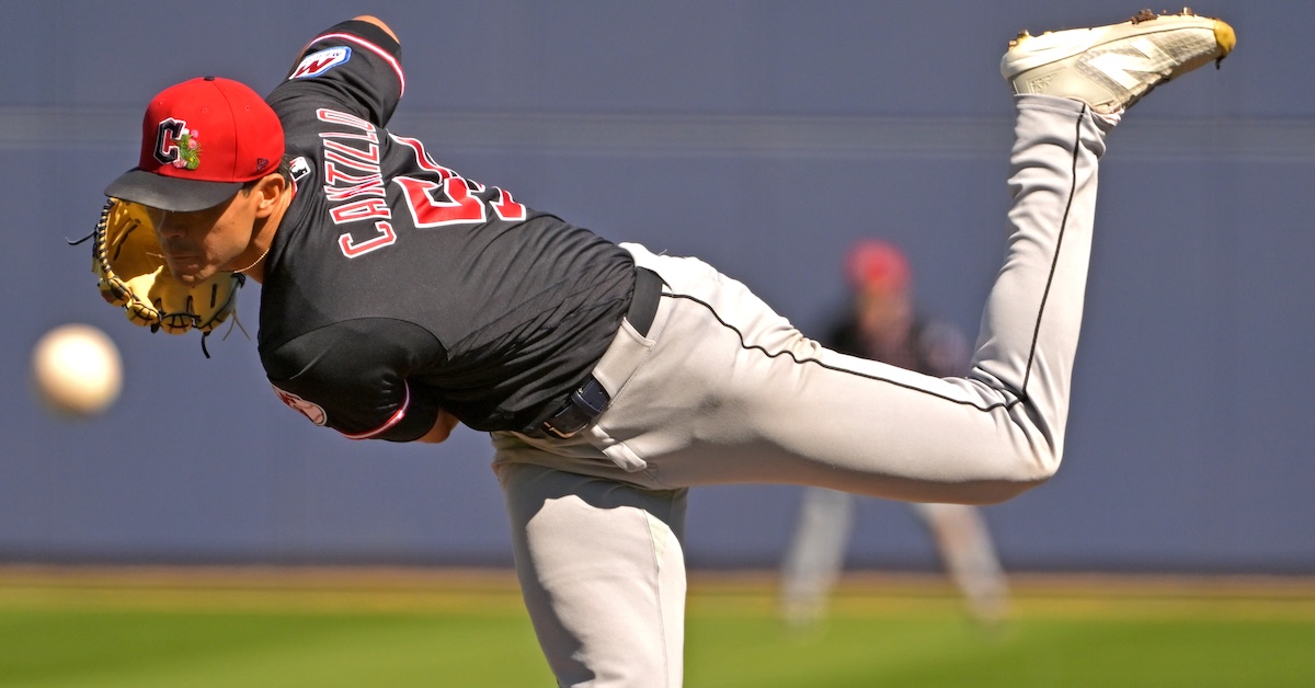 Cleveland Guardians pitcher Joey Cantillo (54) delivers to the plate in the first inning against the against the Milwaukee Brewers at American Family Fields of Phoenix.